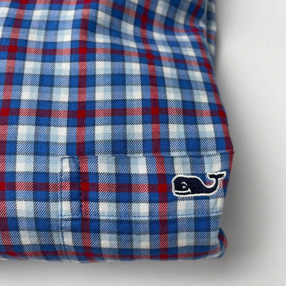 Vineyard‎ Vines Slim Fit Tucker Button Up Shirt Red, White, & Blue Plaid Small - Picture 14 of 14